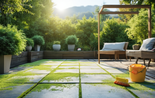 Terrasse algenfrei: Tipps gegen grünen Belag